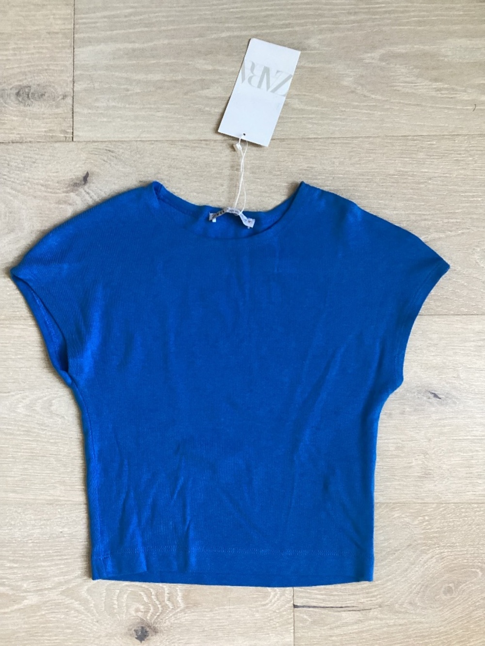 Zara blue short sleeve crop top size m school casual layered street